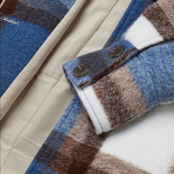 🏷️ SOLD • H&M • Oversized Coat Shacket in Blue Plaid • Small - Picture 3 of 13